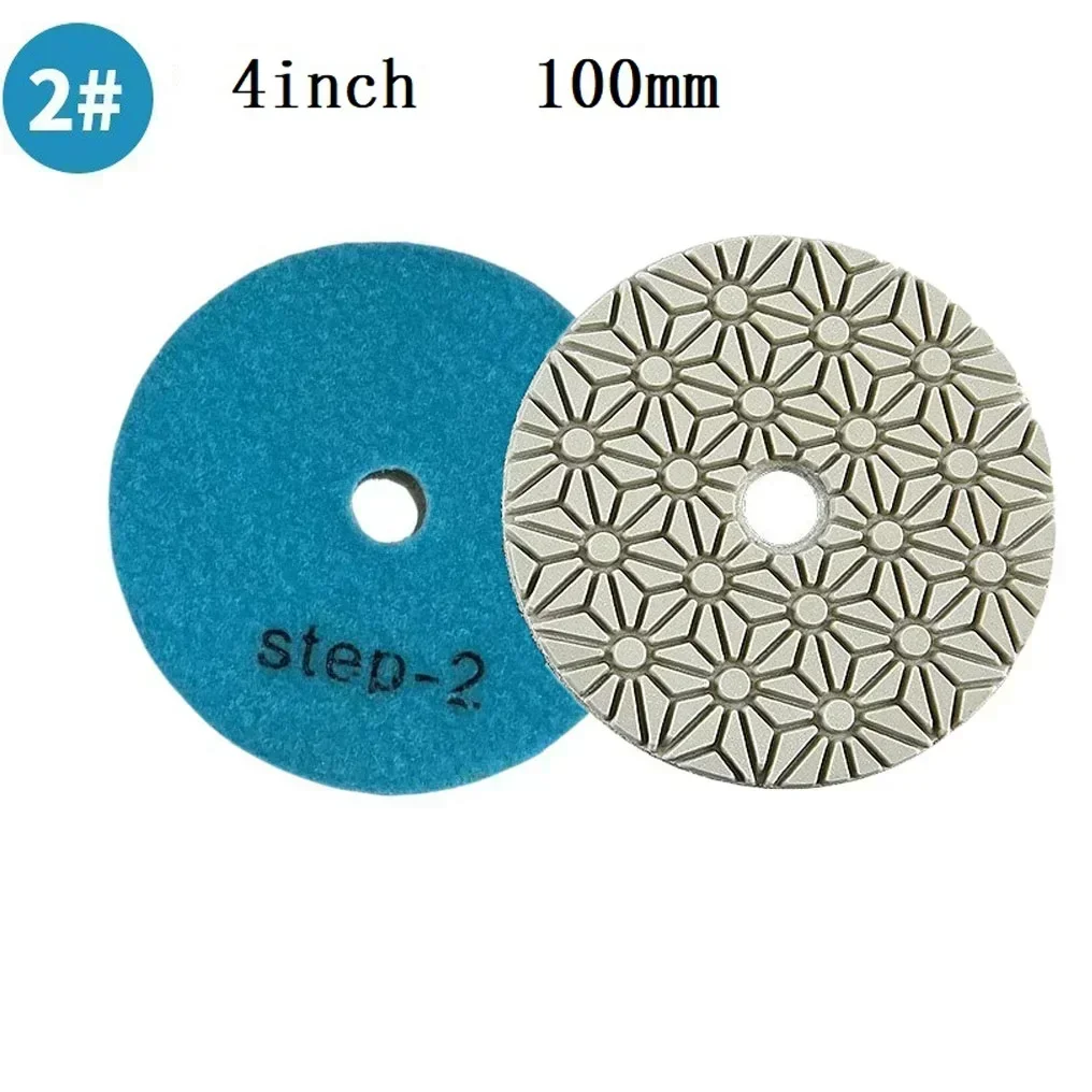 1PC 4 Inch 100mm Dry/Wet Diamond 3 Step Polishing Pads 1#/2#/3# Grit Granite Marble Stone Polishing Tool