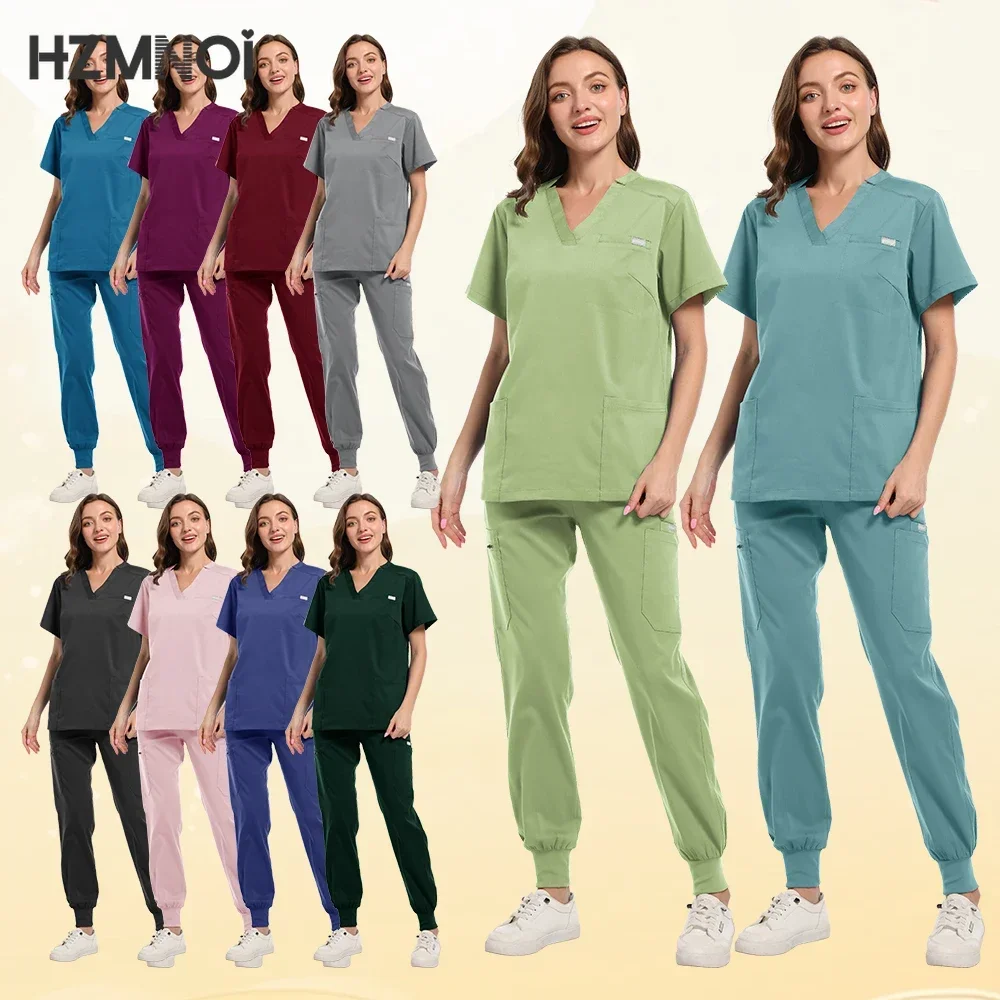 Spa Uniform Salon Nursing Scrub Woman Joggers Scrubs Nurse Uniform Medical Scrubs Short Sleeve Blouse Dentiste Work Wear