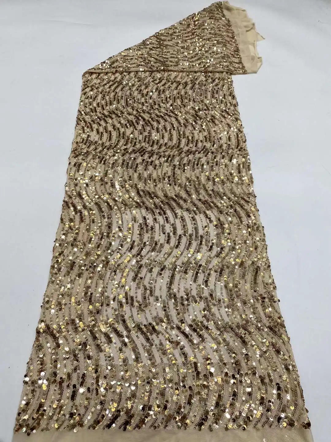 NigWin-Tissu de dentelle de maille d\'élasticité française, tissu de tulle africain, paillettes de haute qualité pour la robe de mariée de fête, 2024