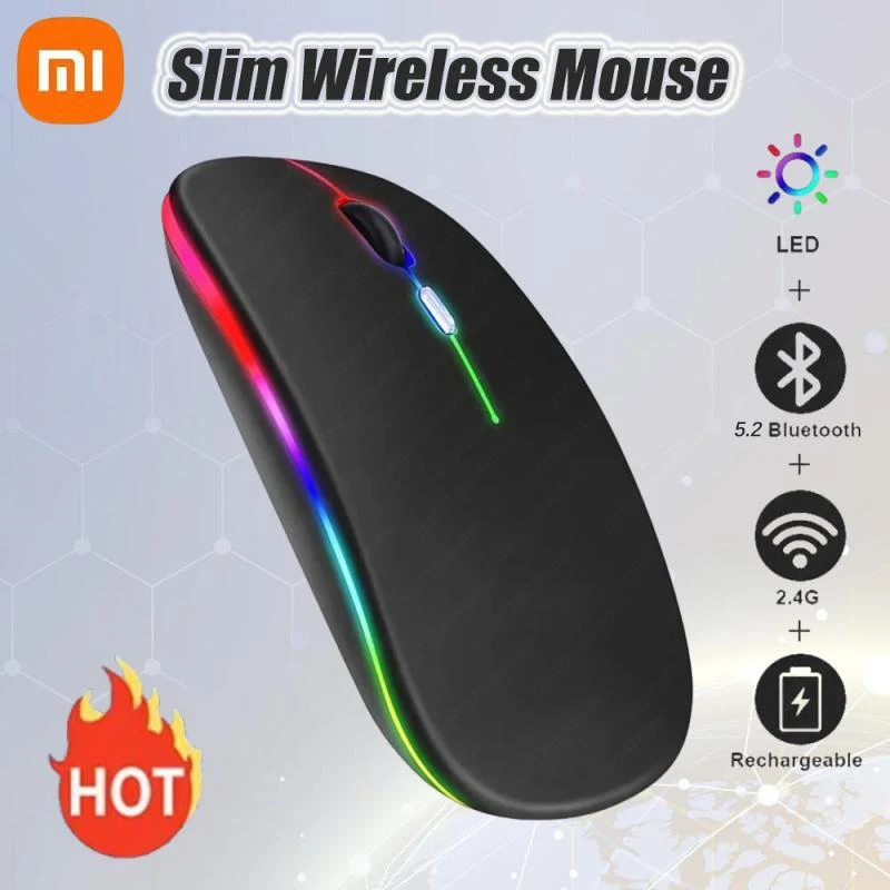 Xiaomi Wireless Mouse Bluetooth 5.2RGB Rechargeable LED Light Ergonomic Design Gaming Quiet Mouse For Laptop PC 2.4G Transmitter