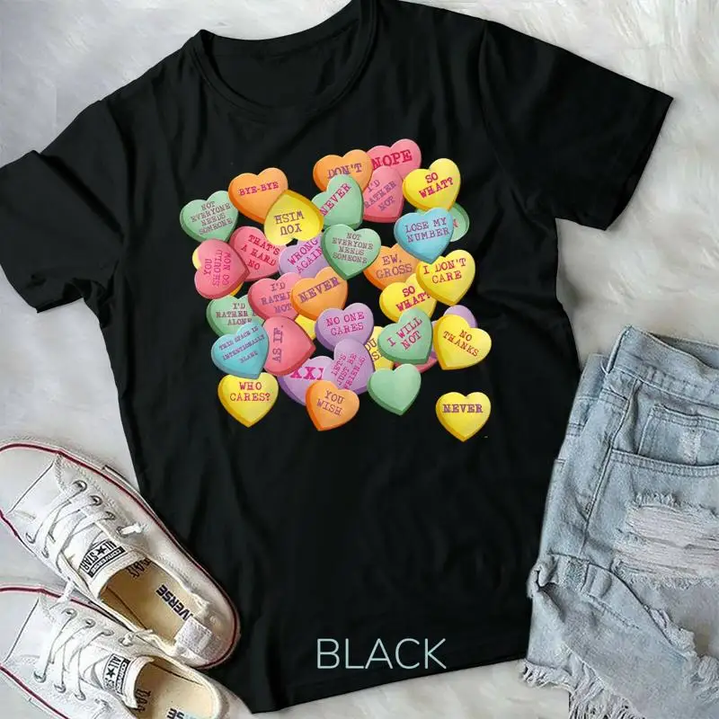 Vintage Candy Conversation Hearts for Anti Valentine s Day Unisex T shirt