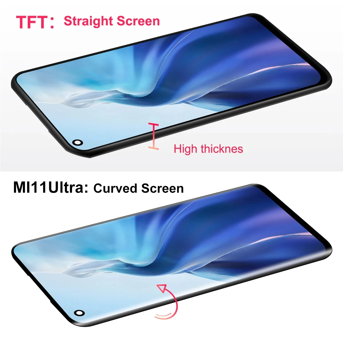 TFT Mi 11 Ultra M2102K1G M2102K1C Screen Replacement for Xiaomi Mi 11 Ultra Lcd Display Digital Touch Screen Assembly Parts