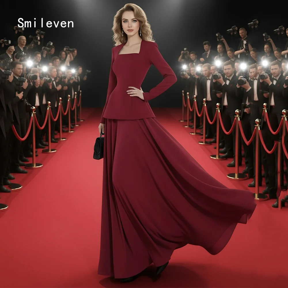 

Smileven Luxury A Line Prom Dress Illusion Square Collar Evening Gowns Simple Temperament Occasion Dress Customized 2026