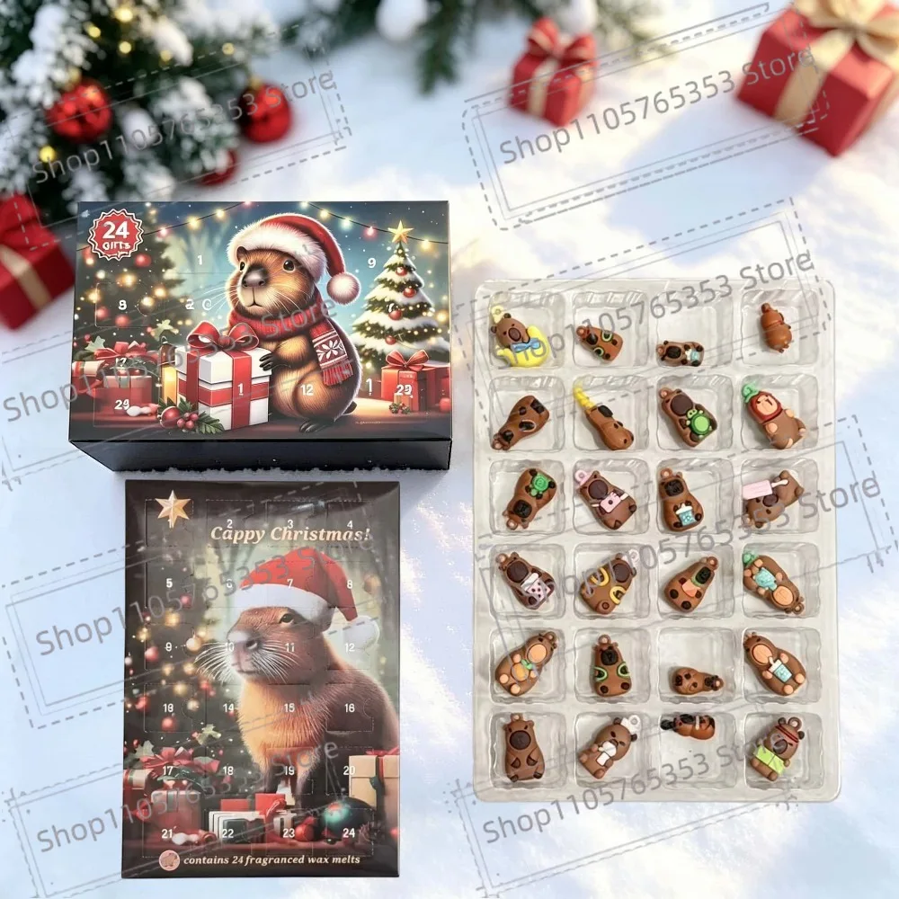 2026 Capybara-Adventskalender Weihnachts-Countdown-Kalender Niedliche Capybara-Weihnachtsdekorationen 3D Niedlicher Capybara-Christbaumanhänger