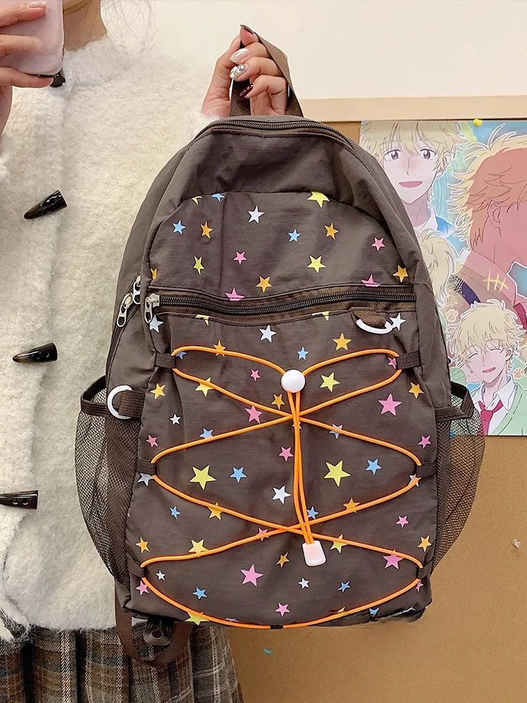 

Lightweight Outdoor Bapa Casual Leisure Star Print Dual-oulder Bag for Women Students Traveling Hiking Bag