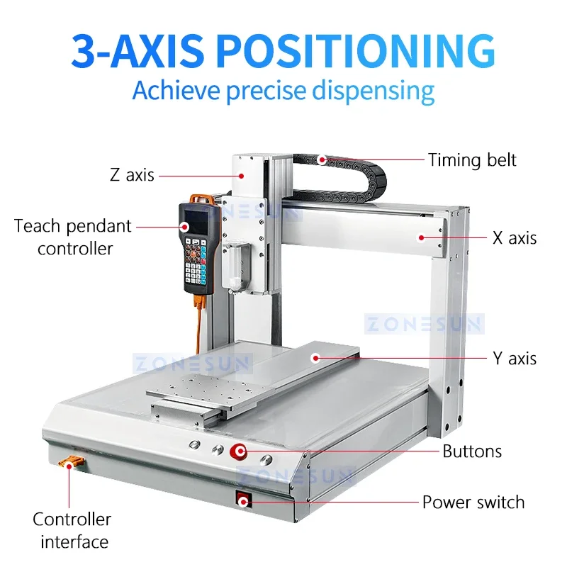 ZONESUN Automatic Glue Dispensing Machine ZS-GD Programmable Route Desktop Paints UV Adhesive Pigments Silicone Gluing Equipment