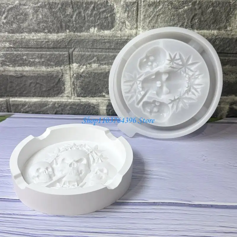 قالب راتينج جمجمة عالي الدقة لصناعة منفضة سجائر فريدة من نوعها قابلة لإعادة الاستخدام قالب سيليكون مرن هدية الهالوين