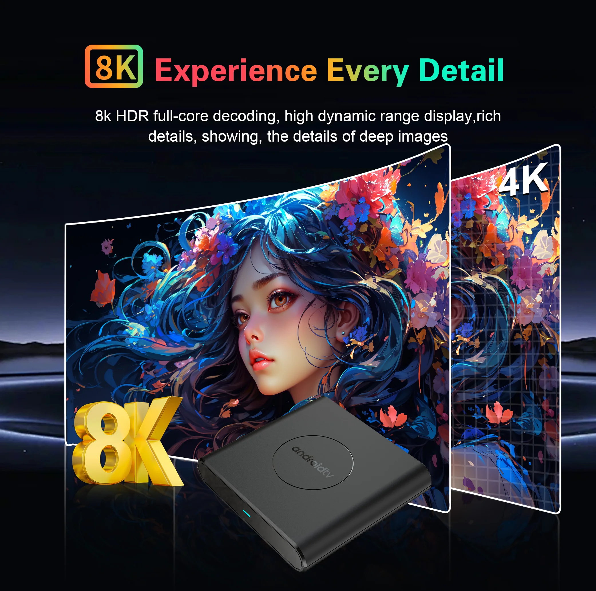 Mortal T1 Pro Android 14 Smart TV Box Rockchip 3528 Wifi6 4 Go 128 Go 8K HDR10 BT5.0 Chromecast Haute Définition Décodeur Lecteur