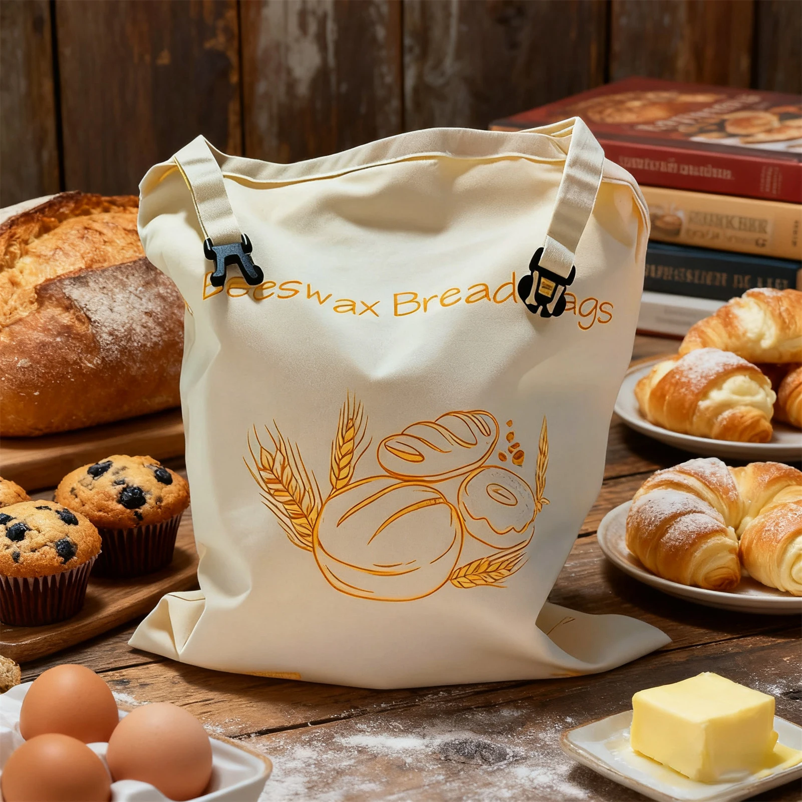 Bienenwachs-Brotbeutel, wiederverwendbare Back- und Aufbewahrungsbeutel in Lebensmittelqualität mit Clip-Design, geschmacksneutrale Backutensilien für Nüsse, Snacks, Brot