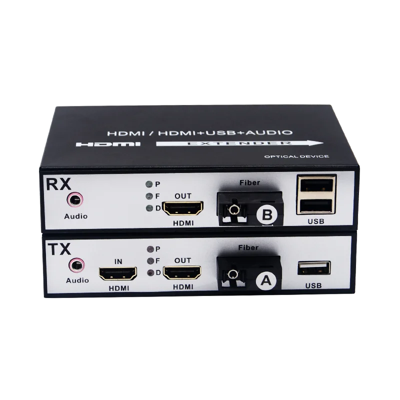 1 pair 1080P 60Hz HD MI Fiber Optic Transceiver 20Km USB KVM Extender with Loop Out and Audio SC HDMI Fiber Optic Extender