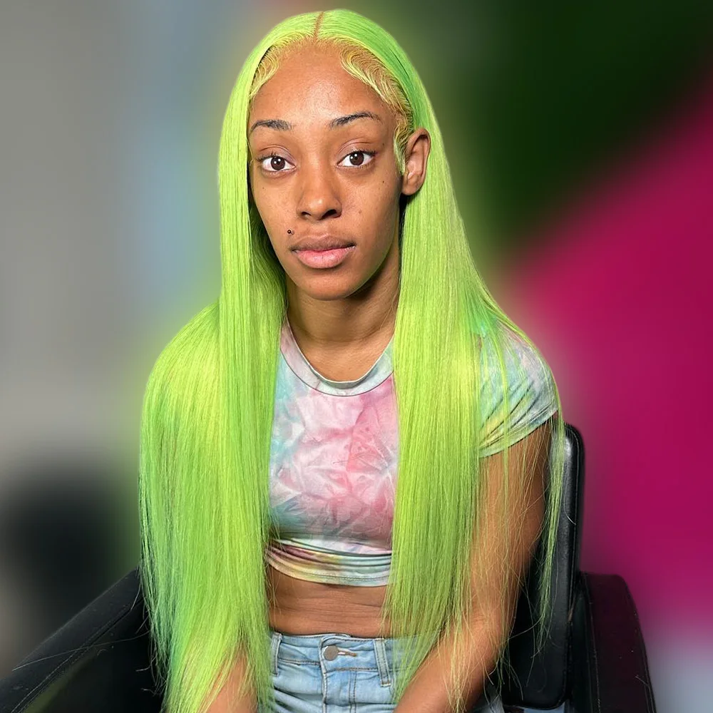 13x6 الضوء الأخضر الشفاف الدانتيل الجبهة باروكة من شعر طبيعي للنساء قبل نتف الشعر الخام البرازيلي الملونة 613 خصلات الشعر المستعار الإنسان #1