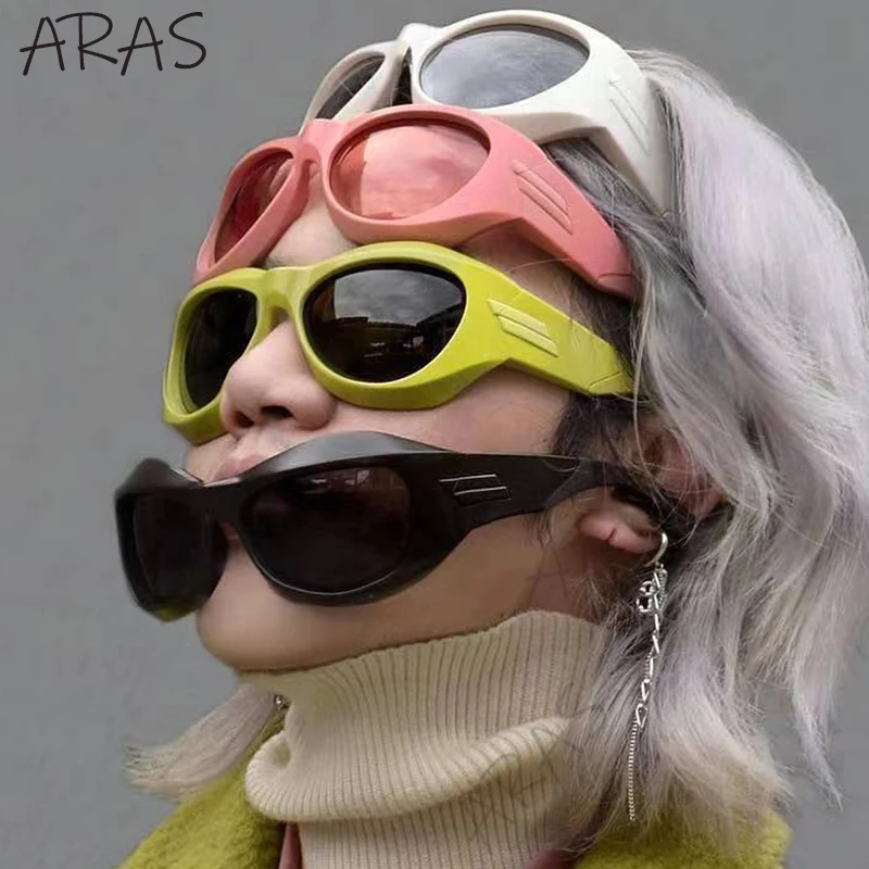 Übergroße Y2K Punk Sonnenbrille für Damen und Herren Neue 2000er Vintage Trend Steampunk Sonnenbrillen Sport-Schildbrille UV400-Schutz – Detail 4