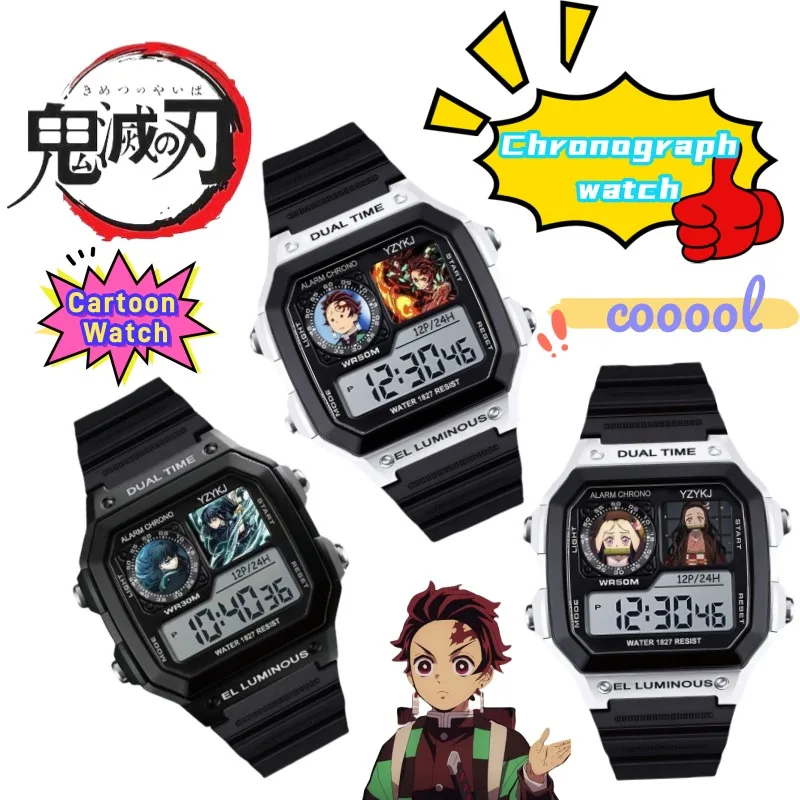 Demon Slayer Kamado Tanjirou Tokitou Muichirou reloj creativo para estudiantes Anime banda de dibujos animados despertador cuenta atrás reloj impermeable
