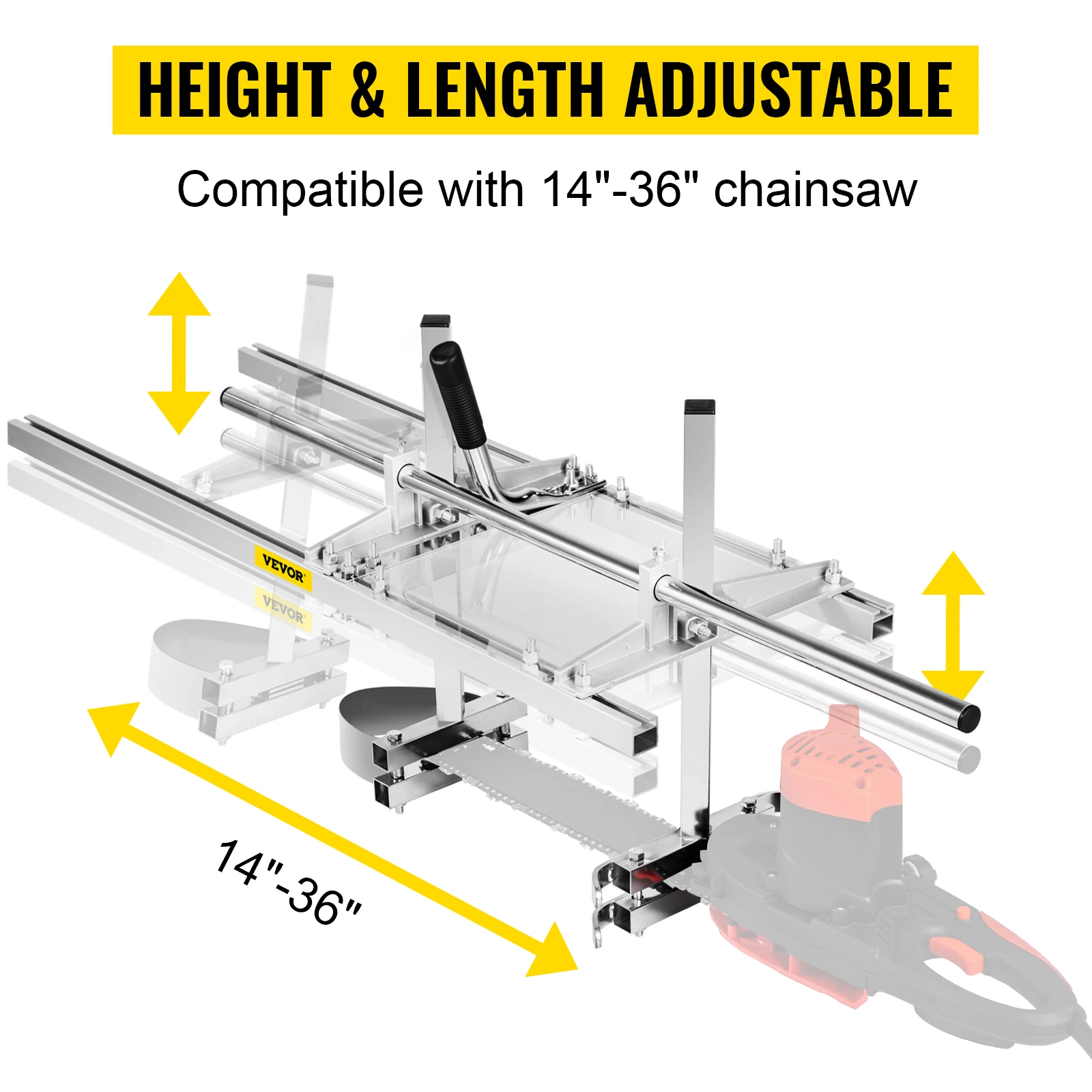 VEVOR Chainsaw Mill Planking Milling 24 36 48 Inch Guide Bar Wood Lumber Cutting Portable Sawmill Aluminum Steel Chain Saw Mill