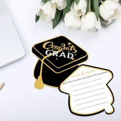 10 Sheets Graduation Hat Paper Invitation Greeting Cards Congrats Grad Wishes Card for Graduation Season Theme Party Decoration