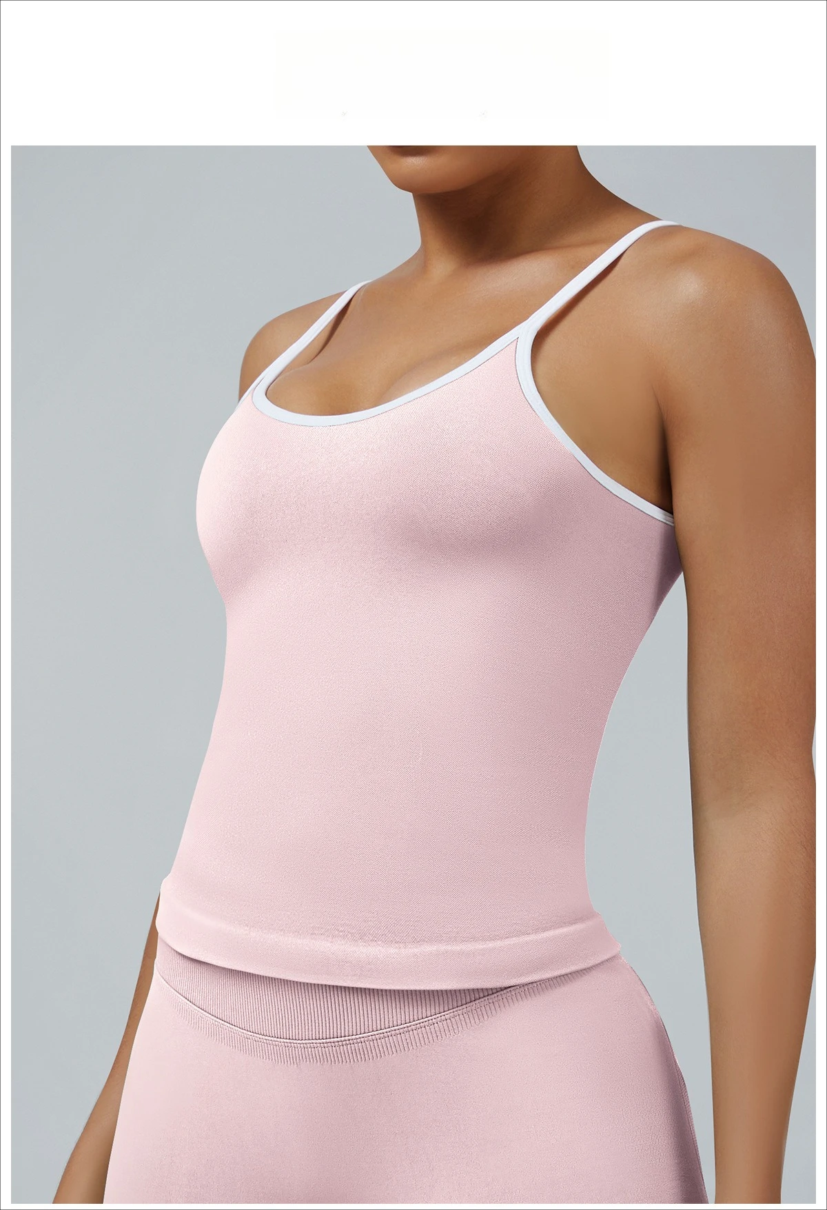 Damen Color-Blocking Gym-Sport-Tops Sommer Yoga Fitness Sexy Rückenfreie Strick-Camisoles mit Brustpolster und Trägern – Detail 11