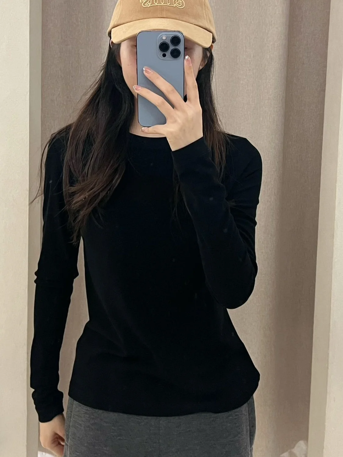 

Свободная женская футболка с длинным рукавом и круглым вырезом, универсальная базовая модель в корейском стиле, стройнящая, V-Home 25, новая коллекция зима