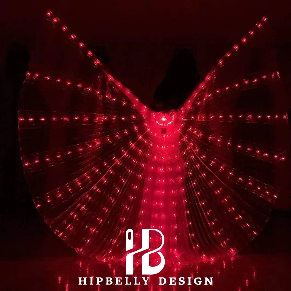 Belly Dance อุปกรณ์เสริม Performance Props LED ปีกสีฟ้า 300 โคมไฟเต้นรําชุดสําหรับผู้ใหญ่ผู้หญิงประสิทธิภาพ Wing ชุด