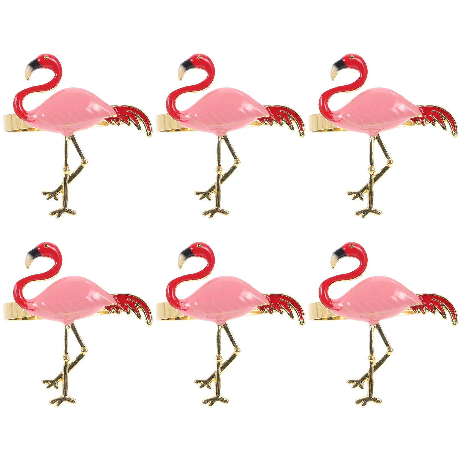 

6 Pcs Flamingo Shaped Napkin Rings Pink Decorative Buckles for Party Table naments Home Kitchen Banquet Decor Easy to Clean Long