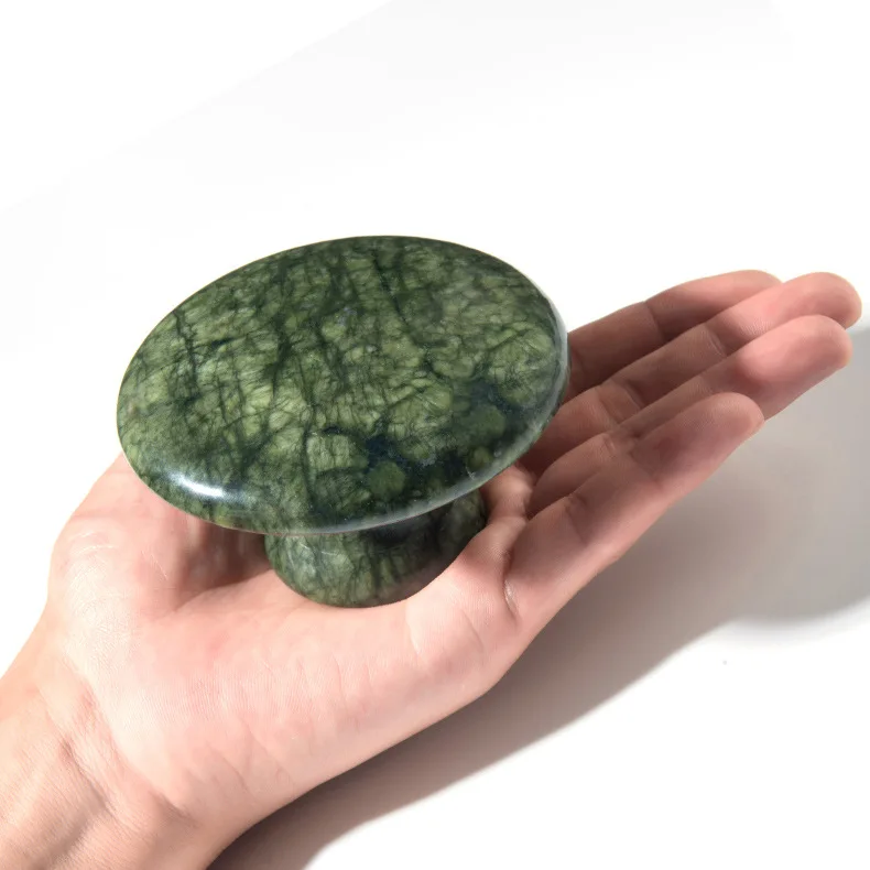 Extra-Large Size Mushroom Facial Massage Stone Natural Green Jade Gouache Scraper Face Massager Gua Sha Board Face Lifting Tool