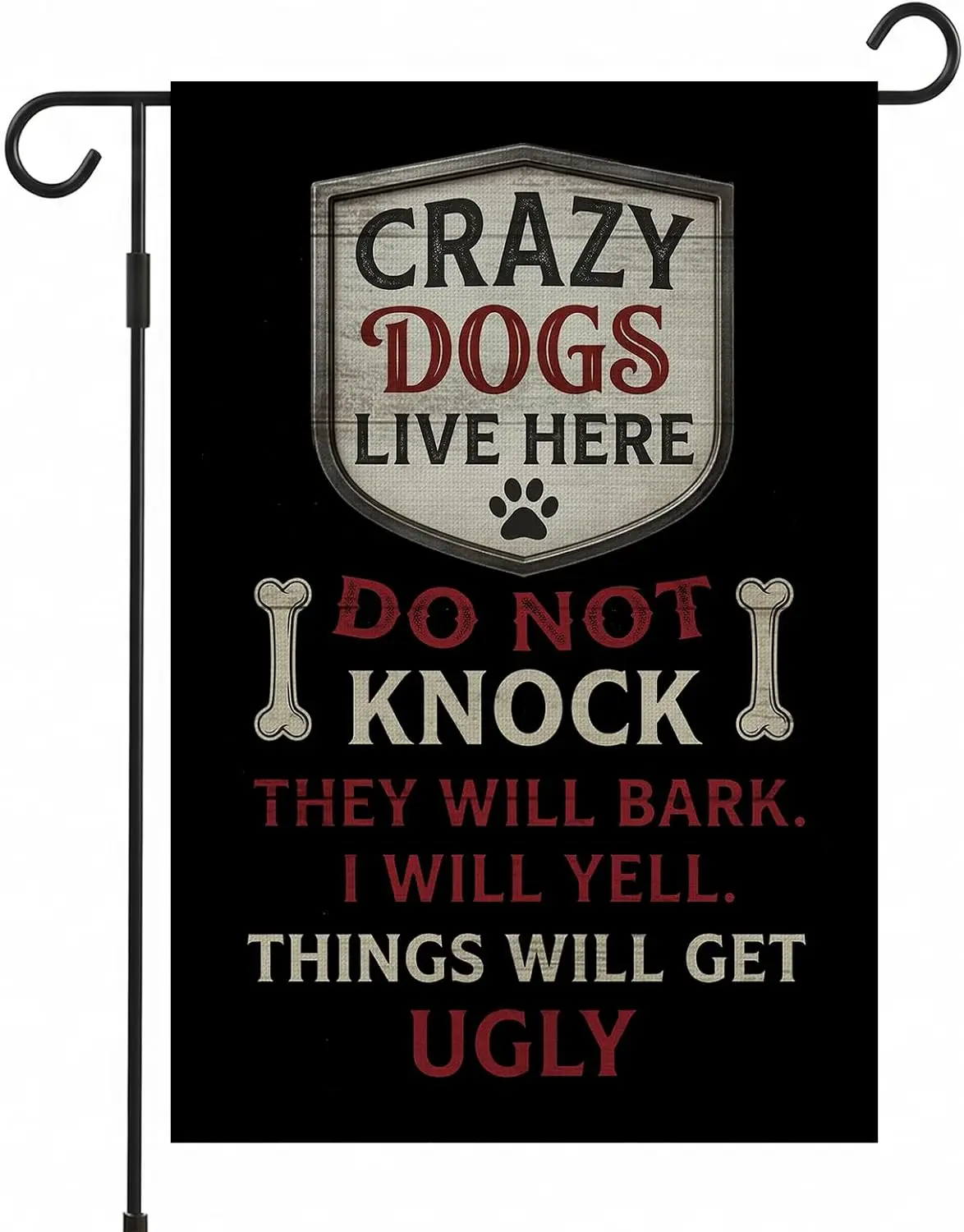 Funny Garden Flag - Crazy Dogs Live Here Garden Flags for Outside 12x18 Inch, Heavy Duty Double Layer Burlap Yard Flag for O yyi