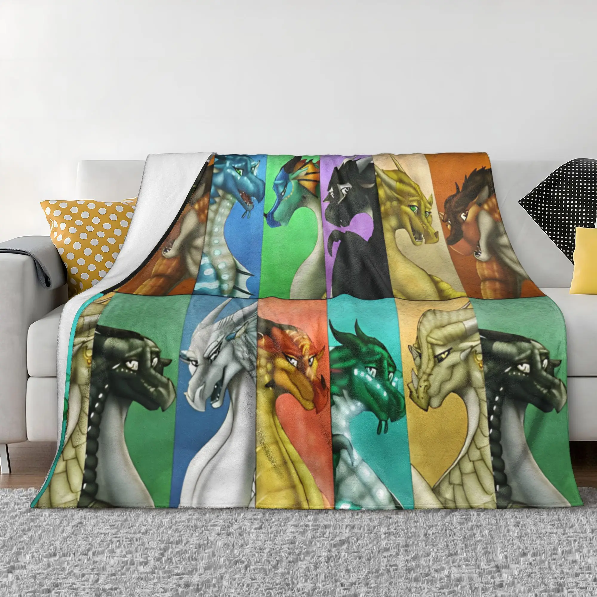 Wings of Fire Dragonets Fleece Throw Blankets Cartoon Sky Ice Seawings Blanket for Home Outdoor Super Warm Bedroom Quilt