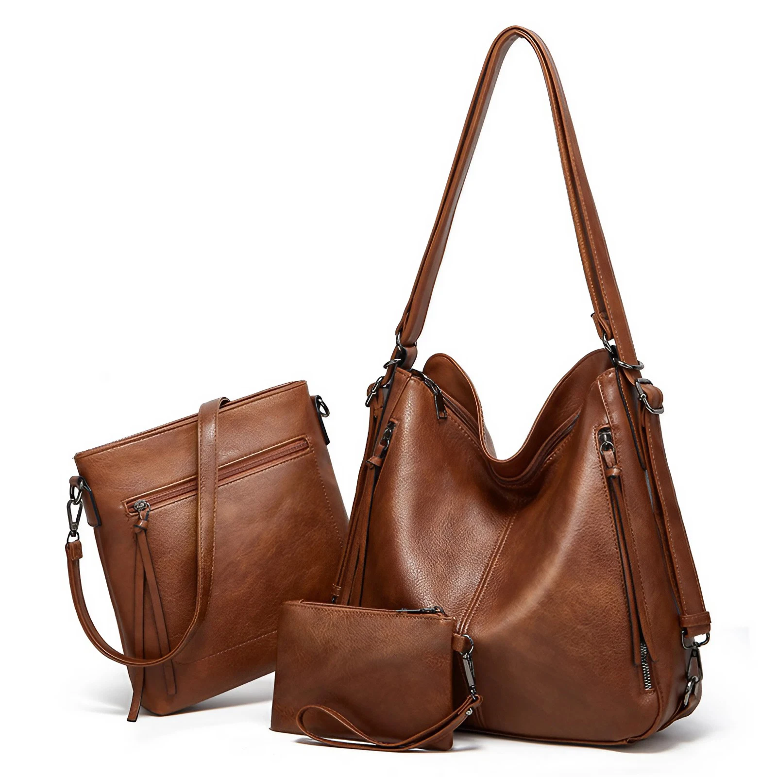 PU Leather Purses 3PCS, Hobo Crossbody Bags Set for Women, 3 in 1 Convertible Backpack for Ladies Shoulder Bags satchel Bags
