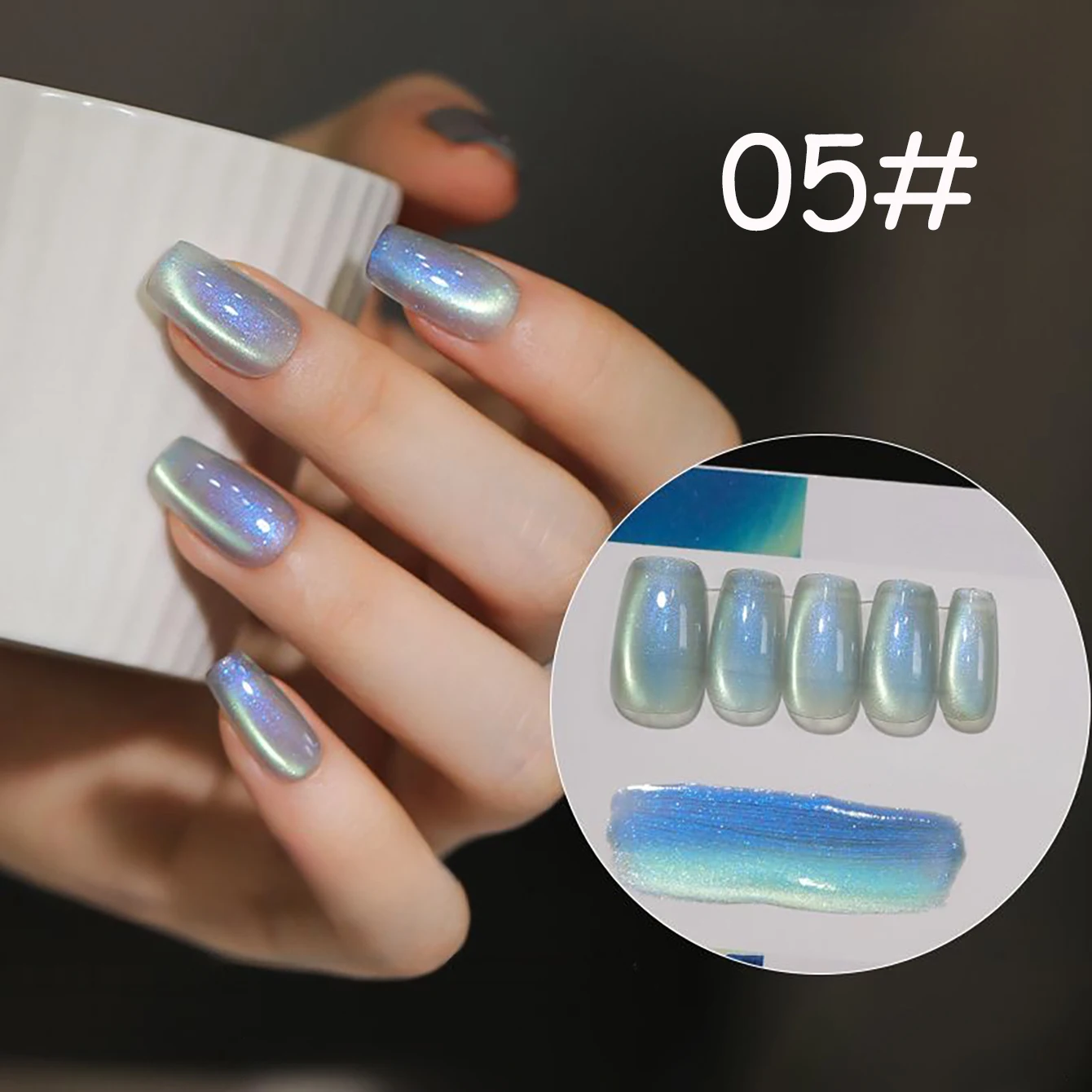 1-9pcs ZH Aurora Cat Eye Gel Nail Polish Magnetic Nail Blue Green Aurora Effect UV/LED Lamp Curing Soak Off Glitter Nail Art