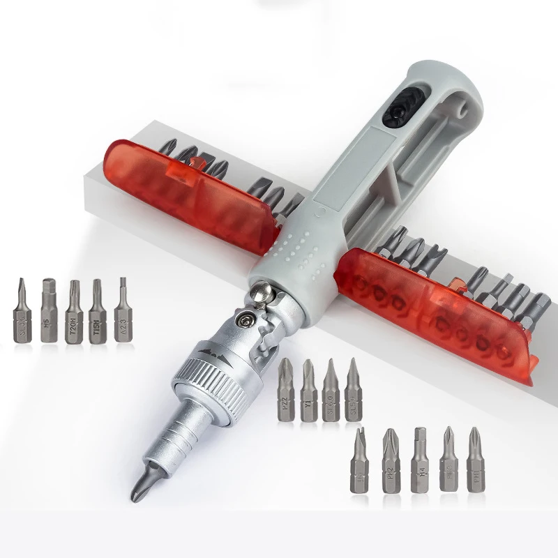 

Multifunctional ratchet screwdriver set 15 in 1 Portable foldable phillips slotted screwdriver bit combination hand tools