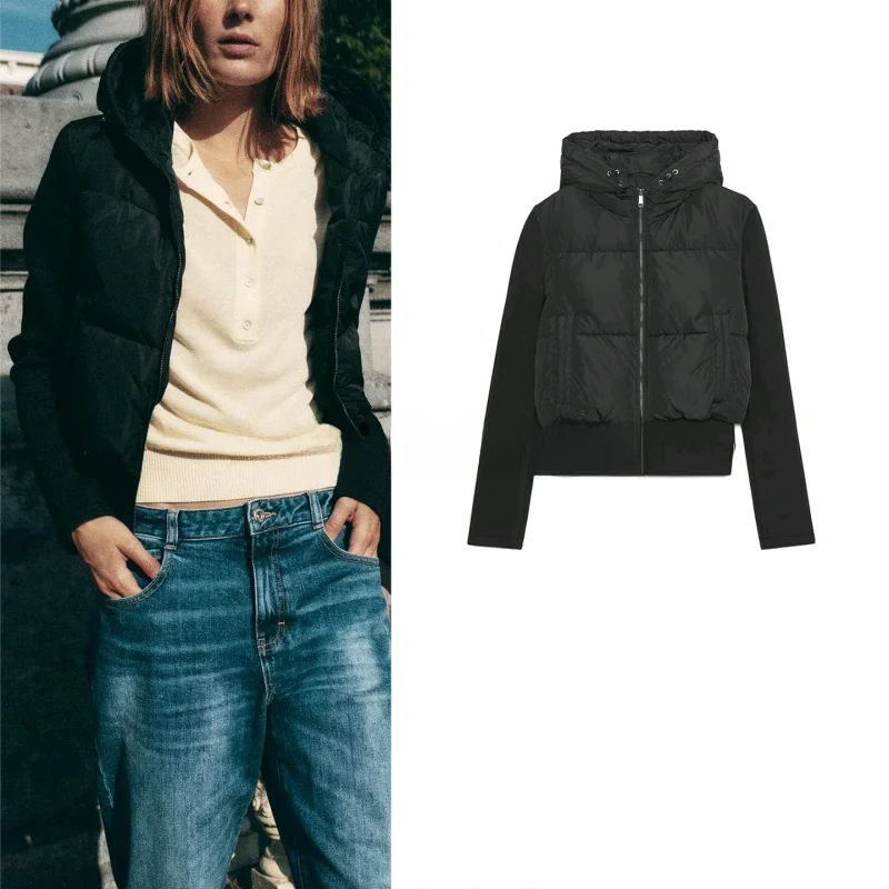 

Новое осеннее женское пальто на молнии Slim Fit ort Cotton Jaet Long Sve с капюшоном для поездок на работу Sle Regular Length Straight pe