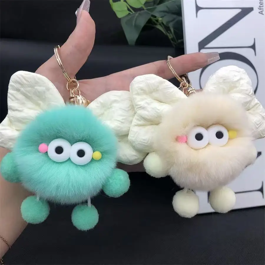 Cloud-Like Soft Plush Keychain: Cute Bunny Hair Mochi with Bow, The Perfect Backpack & Car Decor Gift (17 Colors)