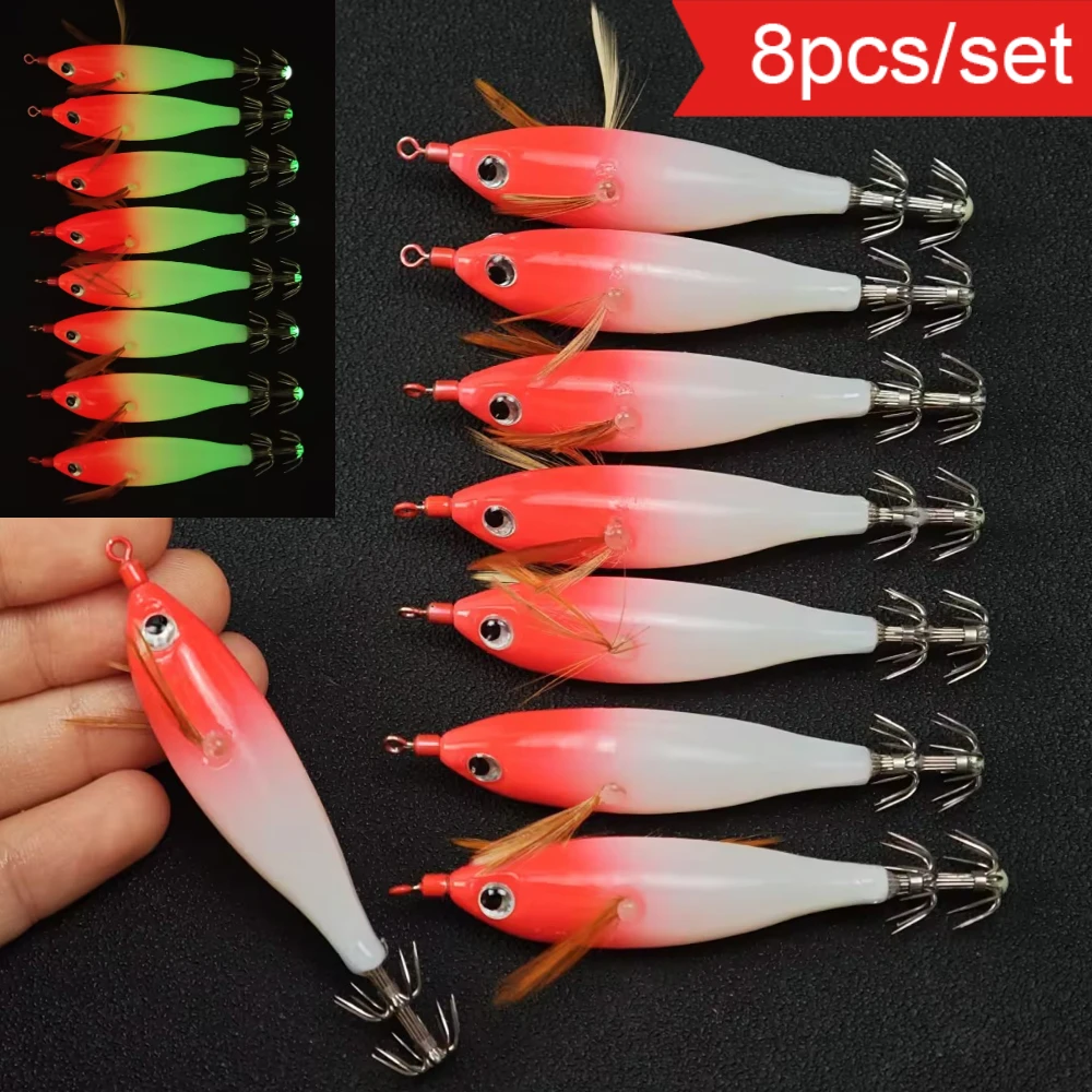 Jigger Double Sided - 8pcs Luminous Saltwater Double Hook Cuttlefish