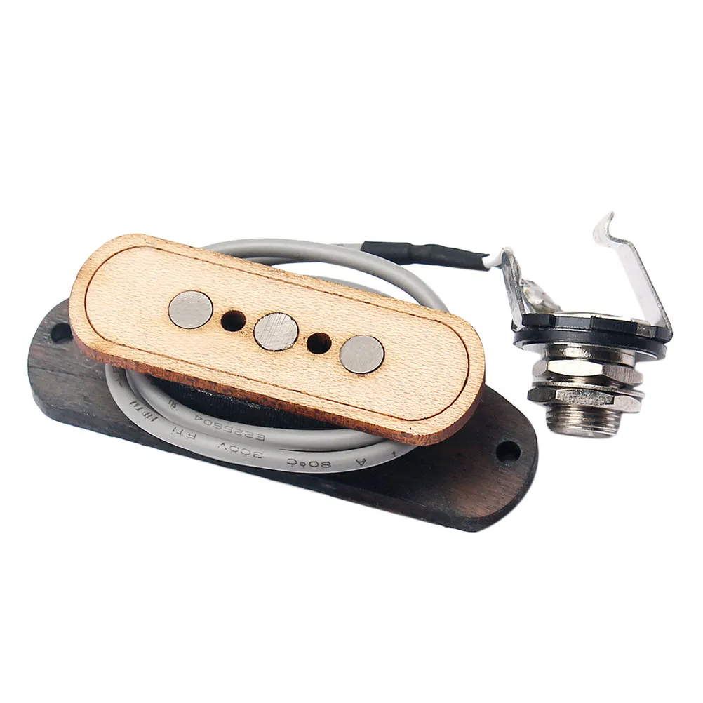 Three-String Maple Wood 3-Pole Cigar Box Soundhole Pickup Replacement Guitar Accessory Bobbin Coil Protection Soundhole Pickup