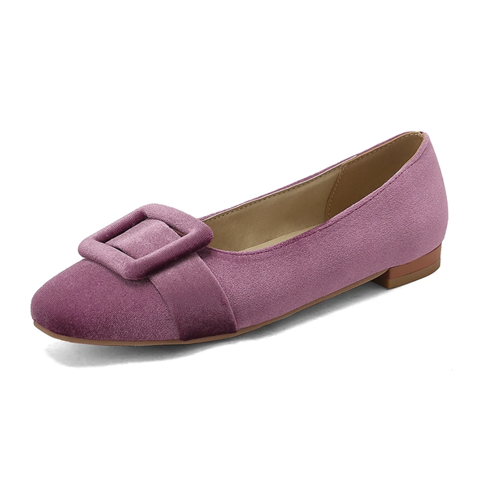 

Женские бархатные лоферы больших размеров (35-48) с квадратным носком, декоративной пряжкой, на плоской подошве, нескользящие, повседневные, для прогулок, на все сезоны Z-8