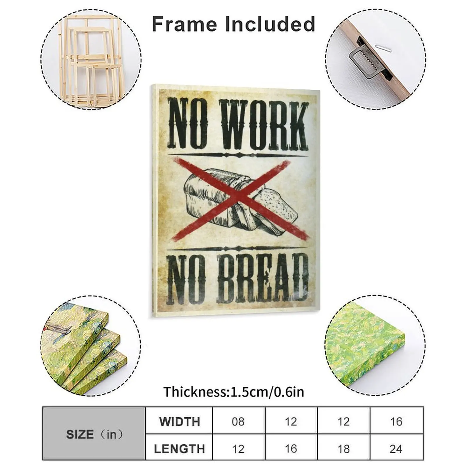 Fable 3 Propaganda Poster No Work No Bread Canvas Painting Kitchen Wall Decor Club Home Decoration Framed Wall Painting