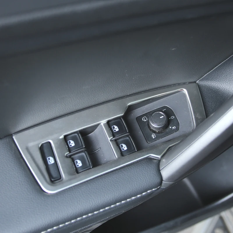 4pcsset Interior Door Armrest Trim Window Lifter Button Switch Cover For Volkswagen VW Tiguan L 2017-2020  stainless Accessories
