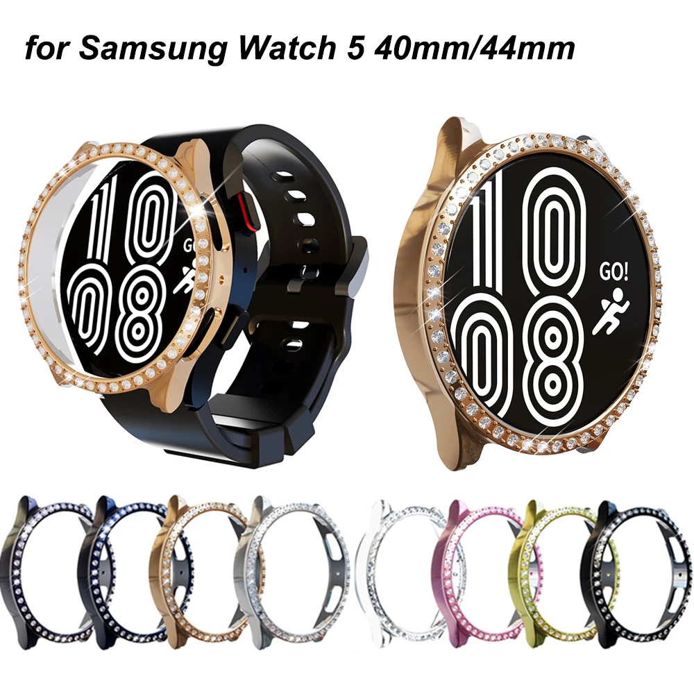 Bling Case Compatible for Samsung Galaxy Watch 5 40MM& 44MM Crystal Rhinestone Protector, Hard PC Diamond Protective Cover