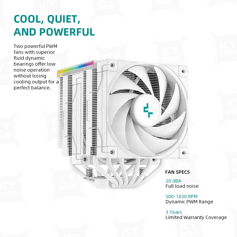 DeepCool-enfriador de CPU AK620 Digital para AM5, 1850 RPM, PWM, pantalla en tiempo Real, Enfriador de aire de CPU con 6 tubos de calor, refrigeración de Chip