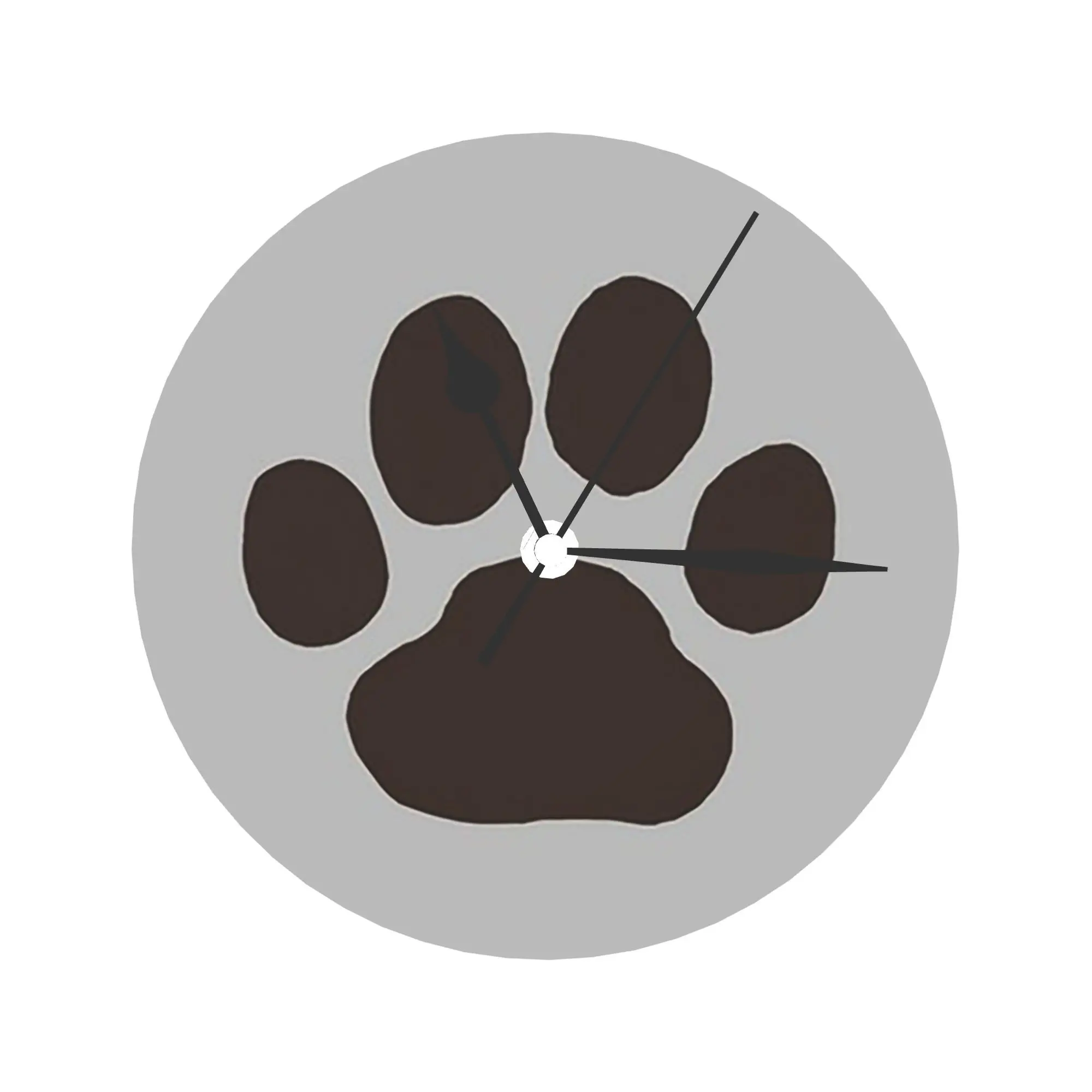 ساعة حائط مطبوعة بمخالب الكلب أو القط لتزيين الغرفة وساعة دائرية صامتة لغرفة النوم والمطبخ والمنزل #1