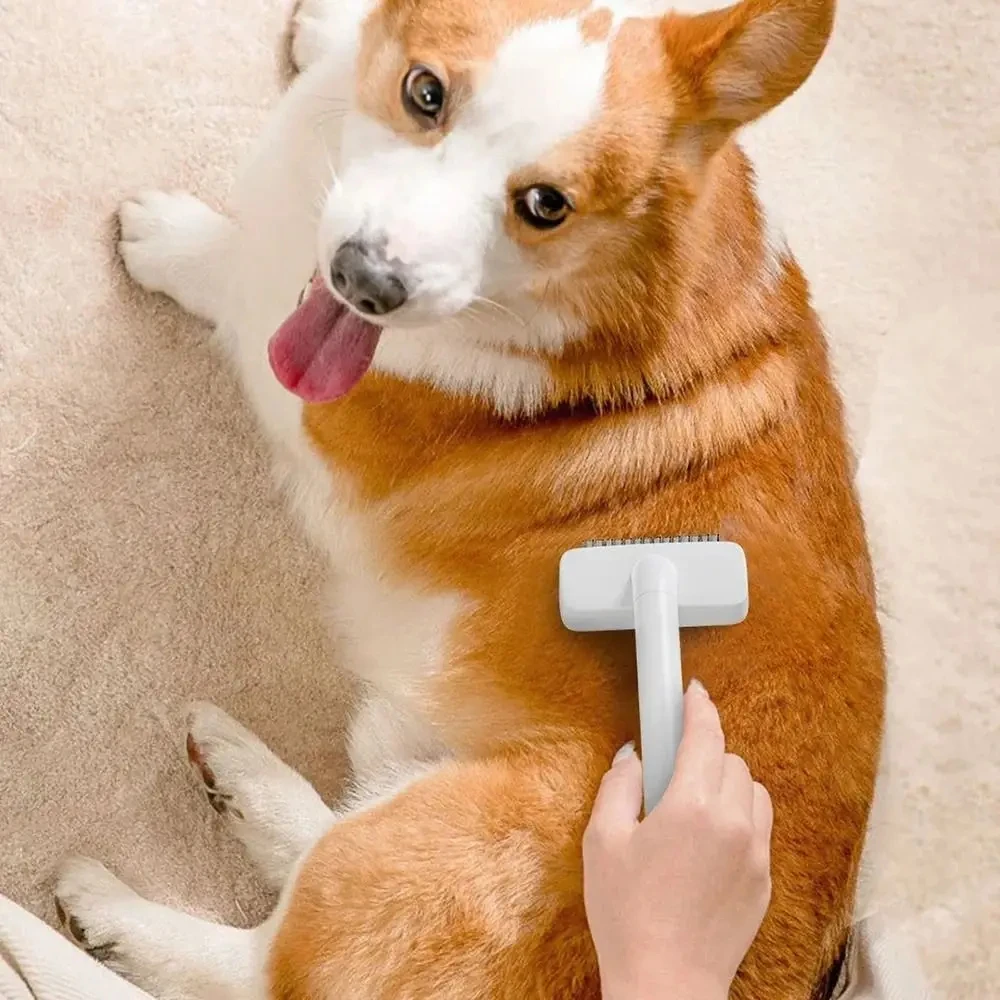 Long Handle Cat Dog Grooming Brush One Click Self Cleaning Pet Hair Brush Remover For Shedding Mats And Tangles Easy To Use