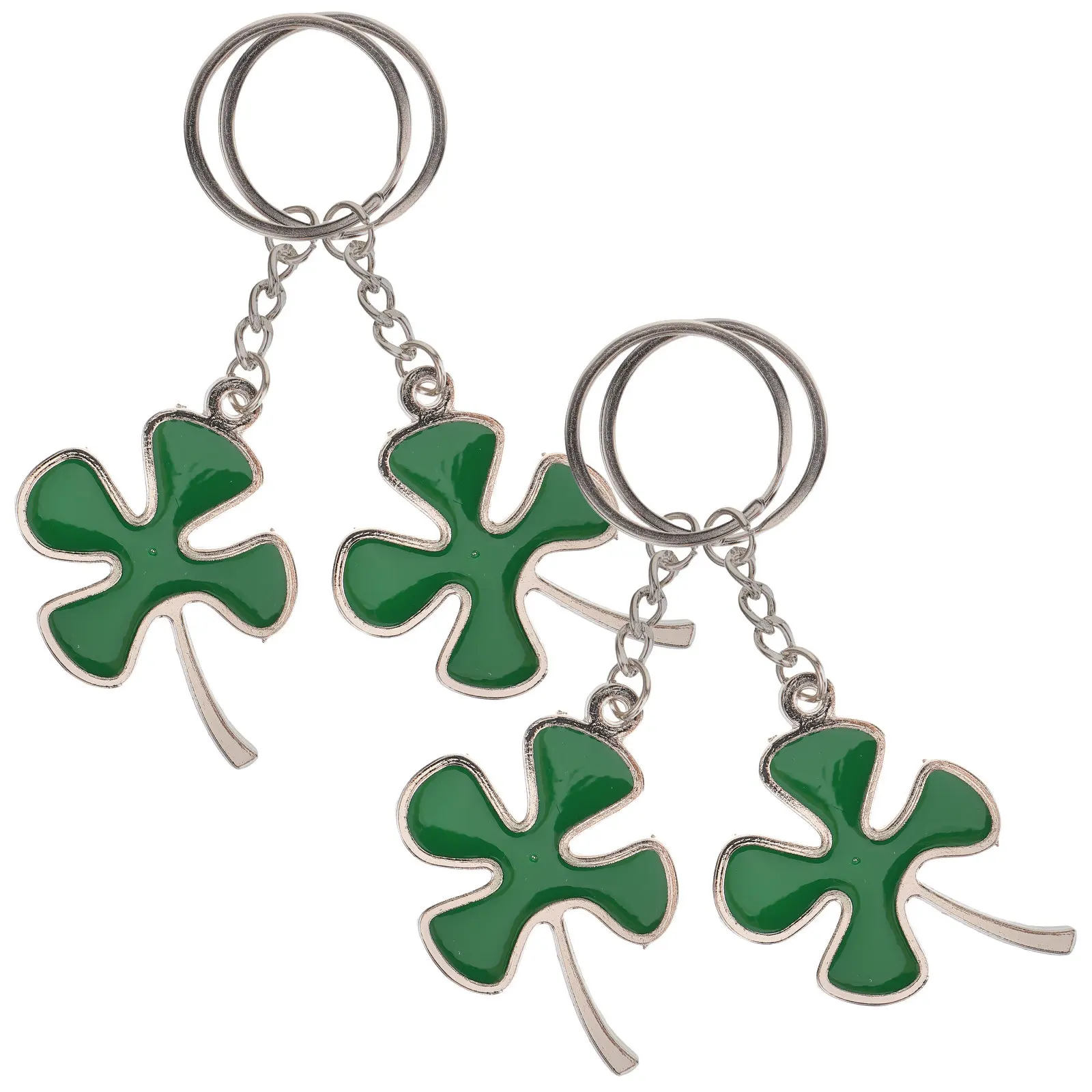 4Pcs Clover Keychain Set Fashionable Metal Key Rings Stylish Keychain Pendant for Purse Cellphone Keys Travel Souvenir Present