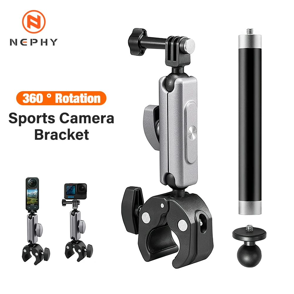 AliExpress UK Nephy Motorcycle Bicycle Selfie Stick Holder Mount Bracket For GoPro 13 12 11 10 9 8 Insta360 X5 X4 DJI OSMO Action 5 Pro Accessories