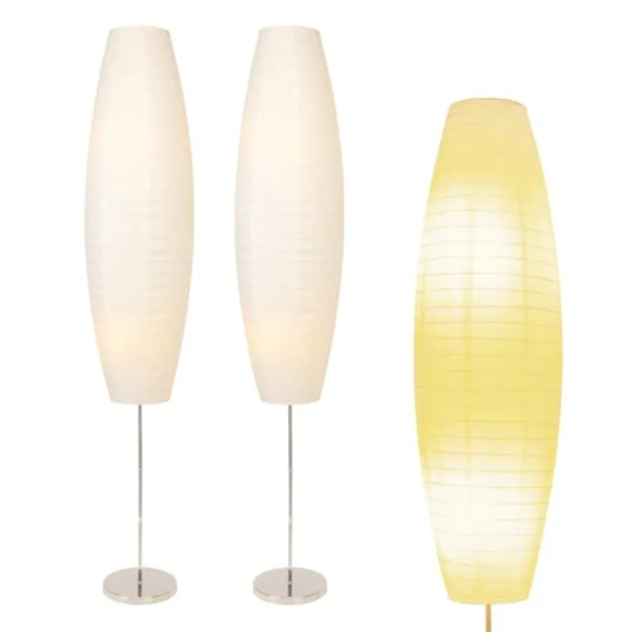 

Paper Floor Lamp 59'' Minimalist Japanese Lamp Perfect for Living Room Office Bedroom Room Reading Home Decor- no Bulb 2 Pack
