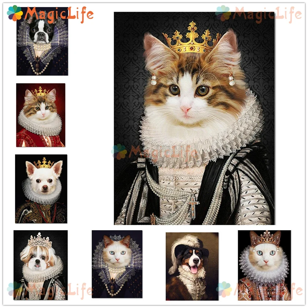 Vintage Pet Cat Princess Duke Dog Animal Nordic Poster Wall Pictures For Living Room Wall Art Canvas Painting Picture Unframed