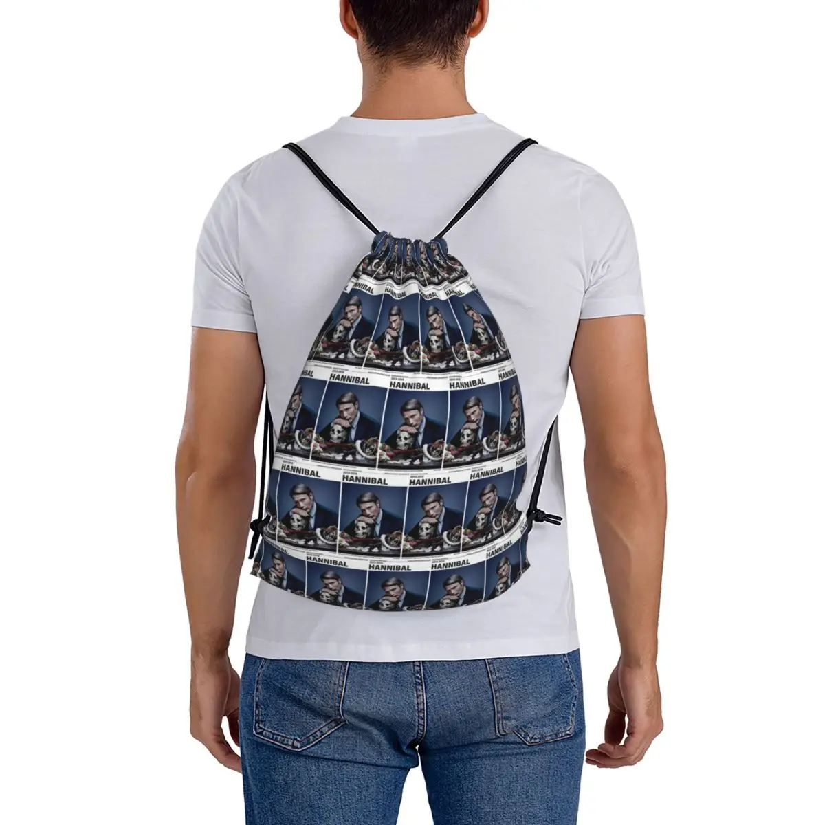 HANNIBAL Tv Show Poster Quotes Backpacks Casual Drawstring Bundle Pocket Sports Bag Book Bags for Man Woman Students