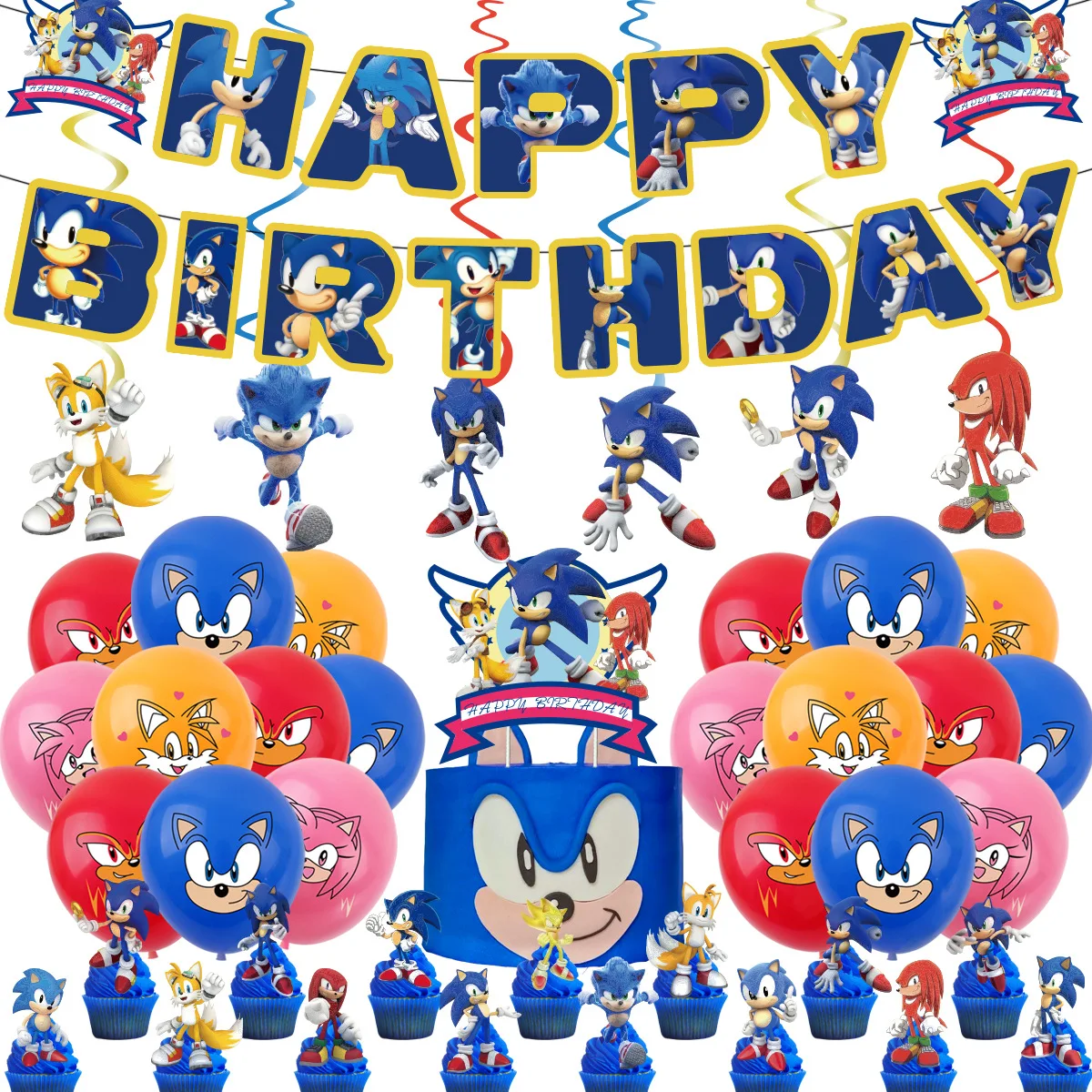 New Cartoon Sonic Party Supplies Boys Birthday Party Disposable Set Napkins Baby Shower Decorations party decorate