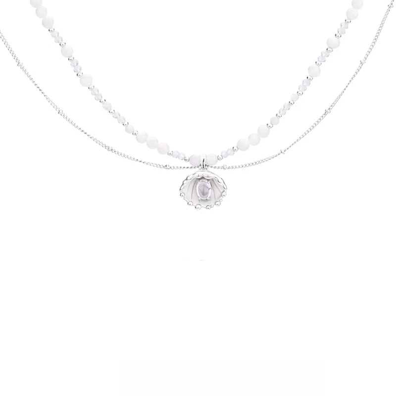 

Shell Necklace Natural Butterfly Shell White Crystal Stacked Wear Niche Design Clavicle Chain