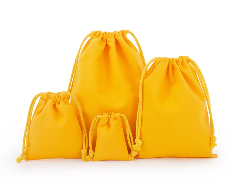 Custom Logo Drawstring Cotton Polyester Cloth Package Bag Spot Blank White Cotton Bundle Mouth Gift Packaging Canvas Storage Bag