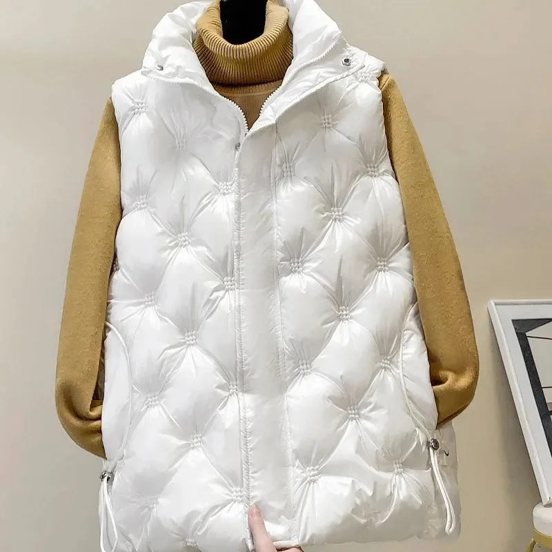 2025New Autumn/Winter Stand-up Collar Down Cotton Vest Women Sleeveless Jacket Waistcoat Coat Comfortable Female Tank Top Jacket