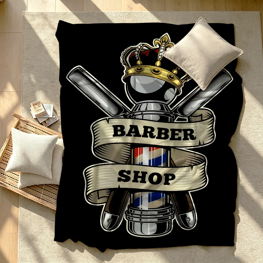 Fashion B-Barber Shop Blanket Soft Warm And Thick Perfect For Bedroom Living Room Bed Sofa Camping Picnic Office Gift